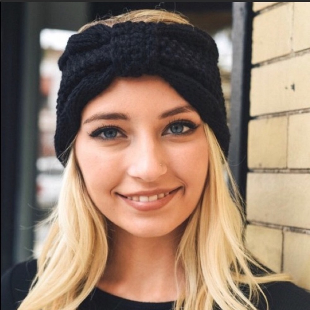 Knit black headband